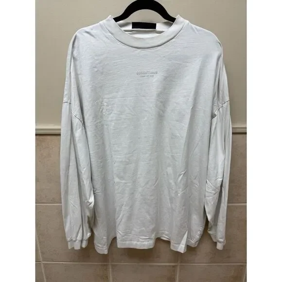 Fear of God Essentials Classic Long Sleeve Tee.Ivory. Oversized.Streetwear. Sz L - Picture 2 of 14